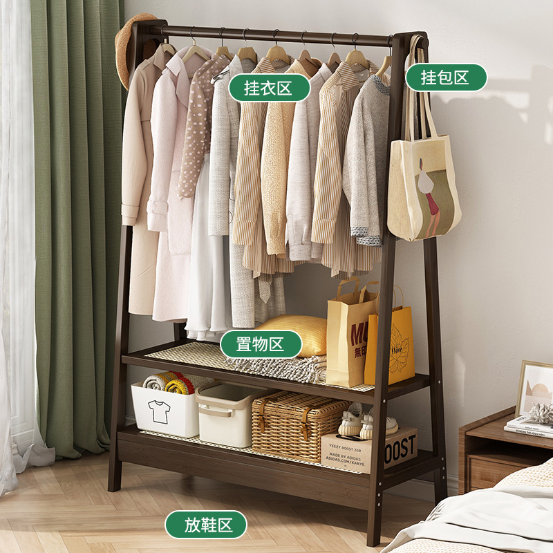 Percha de ropa vertical para dormitorio doméstico simple multifuncional tela de caña almacenamiento y acabado percha de ropa y sombrero