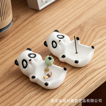 原创新品卡通陶瓷可爱熊猫萌萌猪香插茶宠首饰盒碟筷子架家居摆件