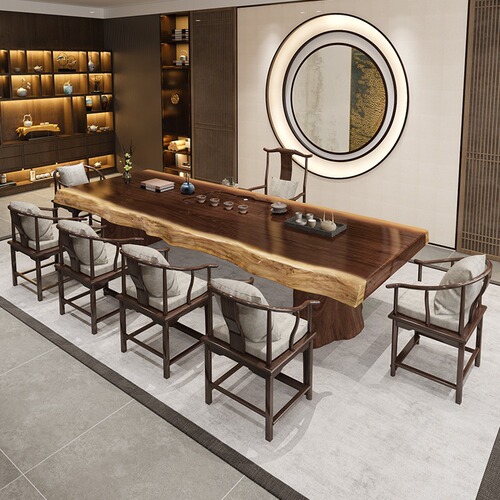 Modern Chinese-style solid wood large board tea table set, including tea utensils, home use Zen-style solid wood whole board office furniture