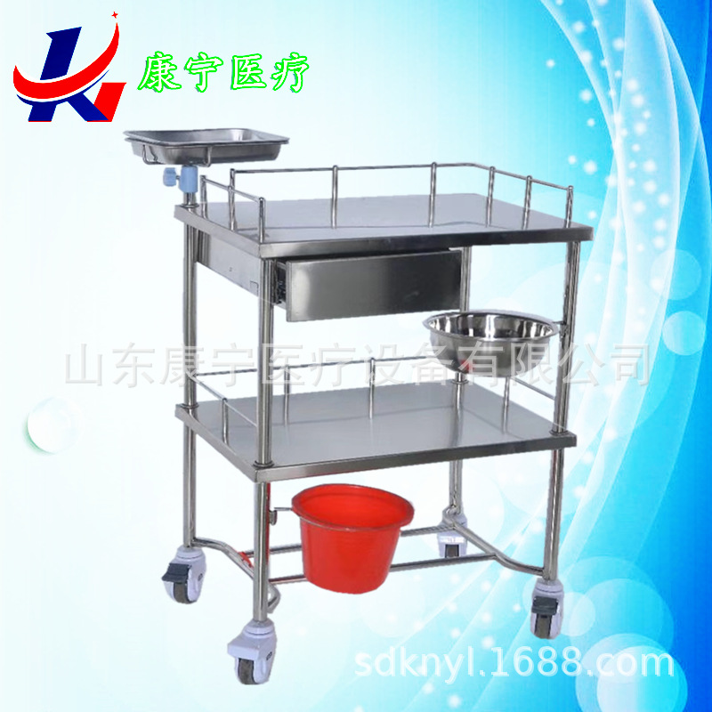 不锈钢换药车 两层三层器械台车  304不锈钢护理车