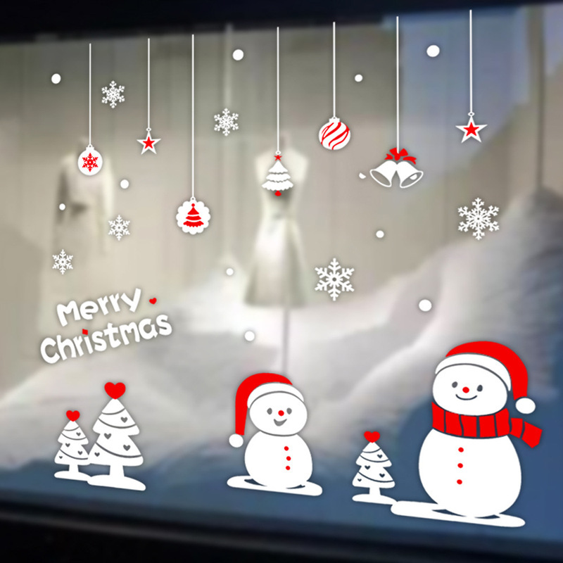アマゾンの新型クリスマス静電は祝日の装飾ガラスを貼ってショーウインドーのシーンを貼ってサンタクロースの静電シールを配置します。|undefined