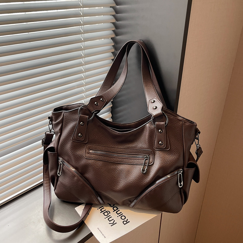 Cross-Border Hot Sale Large Capacity Tote Bag For Women, High-End Luxury Trendy Cool Motorcycle Style Shoulder Bag, Versatile 2026 - Thumbnail 8