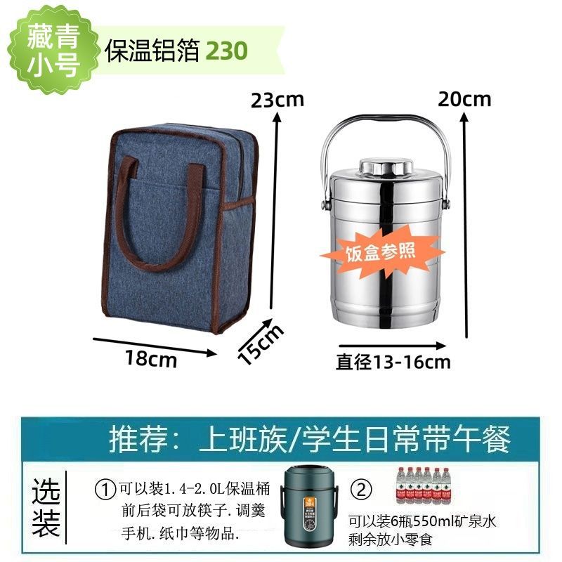 Bolsa de almuerzo, bolsa de aislamiento térmico, bolsa de mano cilíndrica redonda para trabajar con aluminio de almuerzo grueso, bolsa de comidas instantáneas grande y de alto valor.