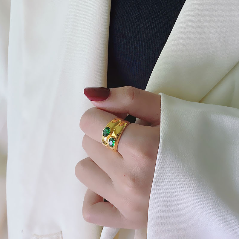 PVD Coated Gold Plating Process 18K Gold Plated Plating Material Vacuum Plating PVD Coated Real Gold Plated 18K Gold Oval 304 Stainless Steel Vintage Style Waterproof Non Tarnish Rings