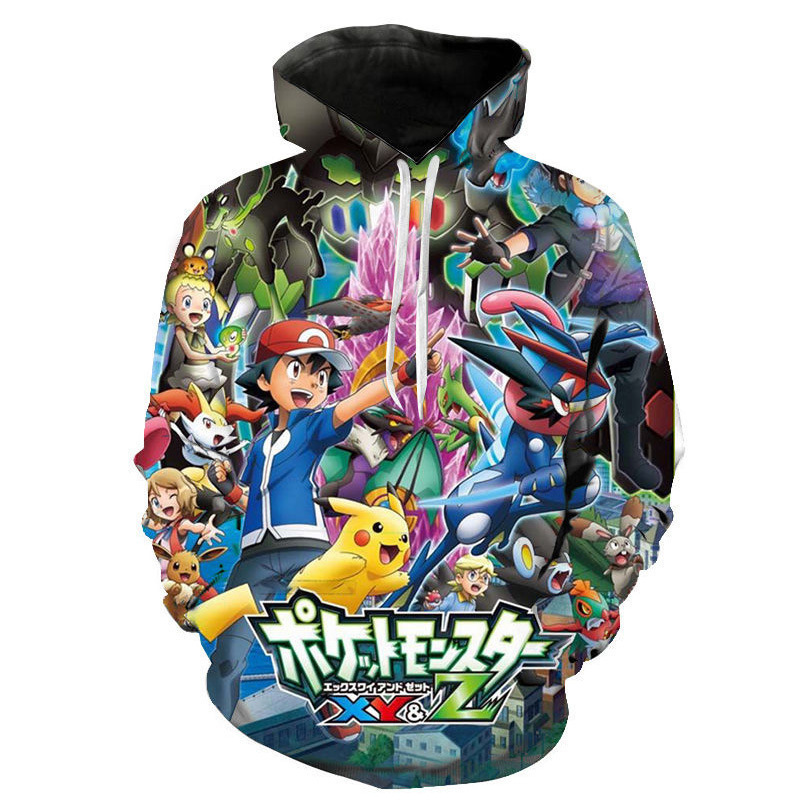 2026 Cross-Border Foreign Trade E-Commerce Supply Source: Men's Hoodies, Anime Pokemon Pikachu 3D Printed Sweatshirts