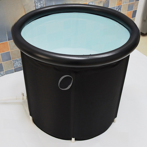 Black Foldable Hot Tub with Thick Adult PVC Inflatable Bathtub Home Foldable Shower Tub Ice Bath Tub