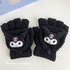 Winter coral velvet gloves for elementary school students, cartoon set, fingerless