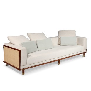 New Chinese Minimalist Homestay Club Living Room Solid Wood Rattan Sofa Nordic Simple Atmosphere Sales Department Reception Sofa