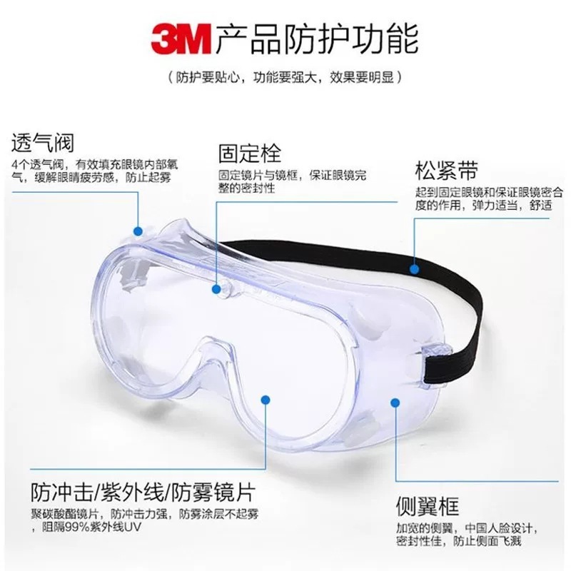 1621防化学液体飞溅防护眼镜 1621af防雾防风沙防护冲击眼罩