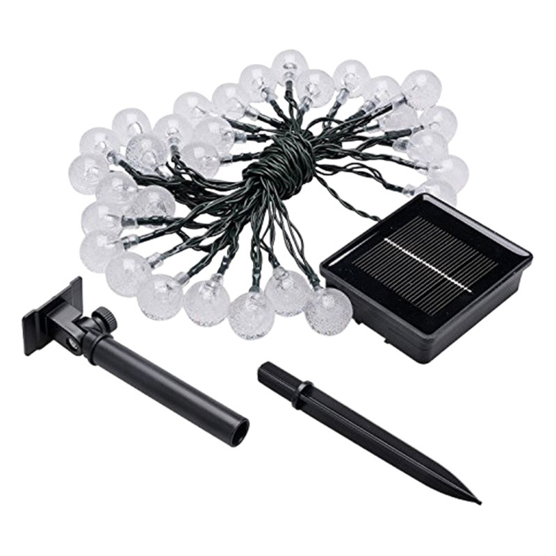 Cadena de luz solar LED burbuja cuentas redondas bola de cristal hadas cadena luces al aire libre Navidad vacaciones decoración coloridas luces intermitentes