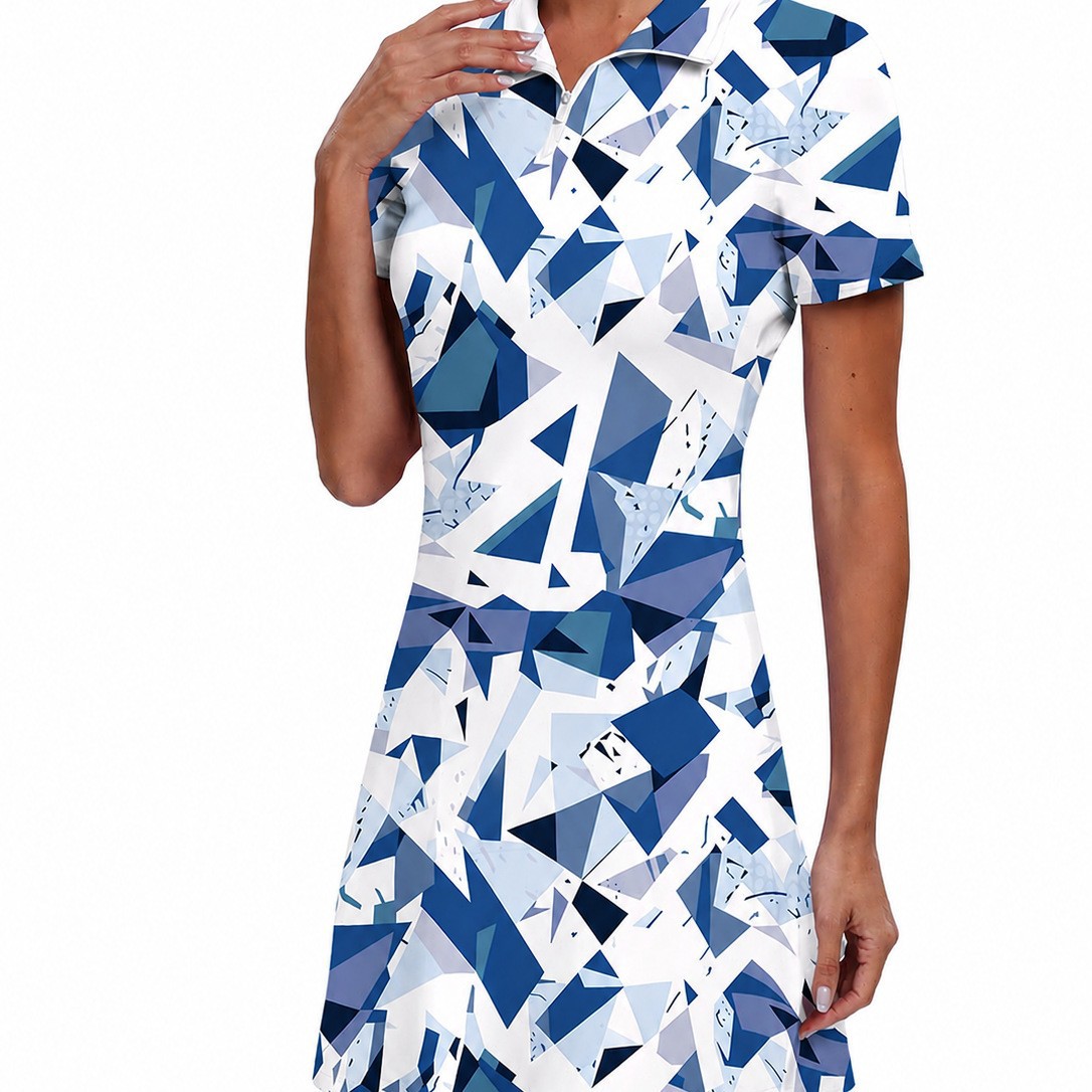 Anti-exposure sports tennis skirt, polo collar A-line dress with high-waisted inner shorts and pockets, customizable