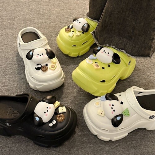 DIY accessories hole shoes women's summer trend new outdoor wear soft sole beach baotou sandals women's half slippers