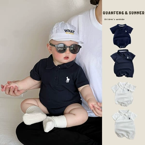 Детская летняя тонкая футболка polo, летняя одежда для новорожденных для выхода на улицу, короткий рукав, в западном стиле