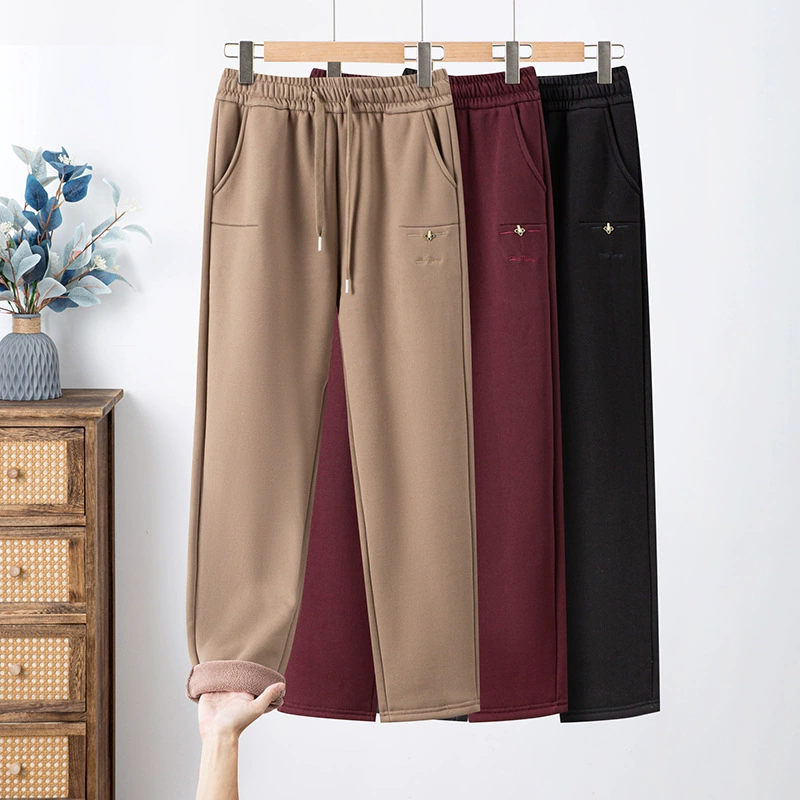 Оптовая мама осень-зима брюки 2024 новые свободные прямые брюки женские толстая талия среднего возраста мамы прямые брюки
