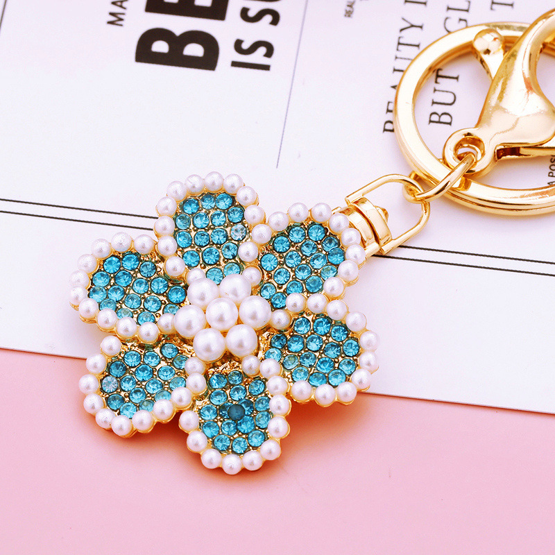 Korean Style Flower Metal Diamond Women's Bag Pendant Keychain display picture 2