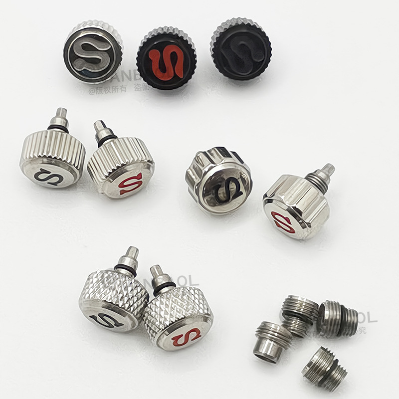 Watch accessories silver Black Watch Crown handle modification skx007NH35 adjustable time steel head pineapple handle