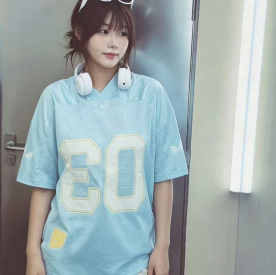 2026 New Style V-Neck Sports Jersey Breathable Mesh Loose Large Size 3D Printed Short-Sleeved T-Shirt European and American Cross-Border Tops