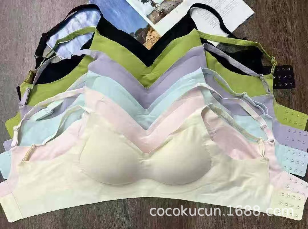A35 # ropa interior de stock de bajo precio damas Pequeño pecho anti-caída sin marcas sin anillo de acero sexy color sólido sin marcas sujetador