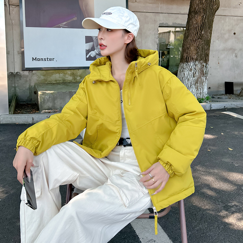 Anti-temporada ropa de plumón de mujer corta 2025 nuevo estilo coreano pequeño color sólido ropa de moda de pan dulce abrigo cálido