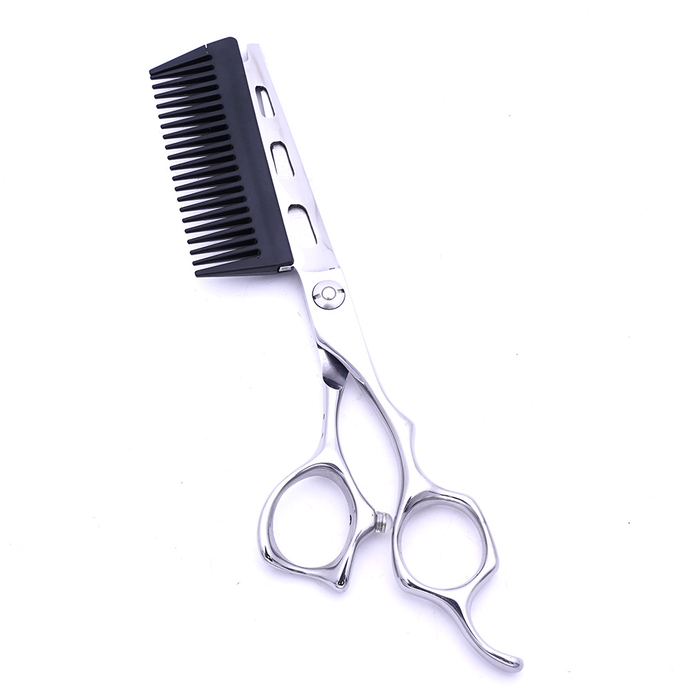 Directo de fábrica de 6 pulgadas de acero inoxidable tijeras con peine peluquero personalizado tijeras planas flequillos de pelo tijeras planas tijeras de pelo