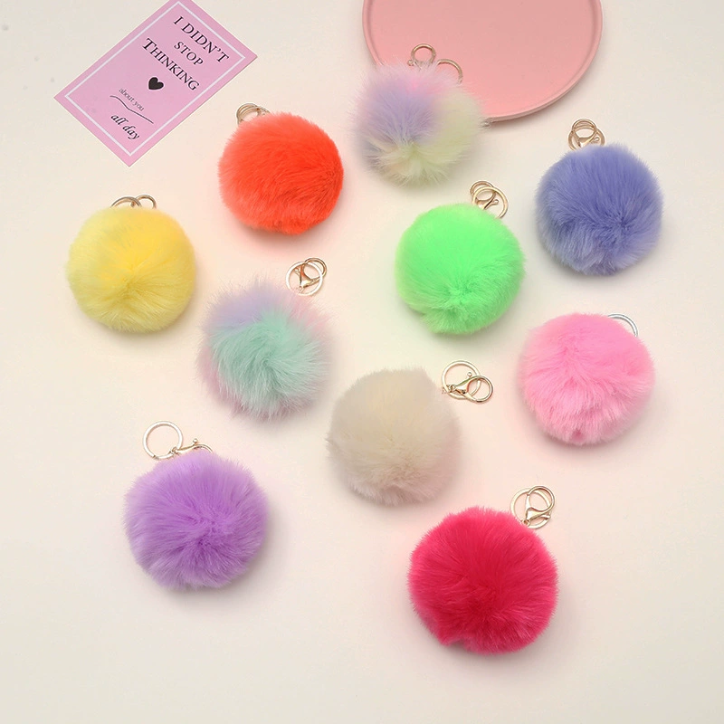 Новый стиль имитация лисьего волоса градиент цвета ручной работы плюшевый шар шапка автомобильная сумка брелок цепочка крючок аксессуары оптом