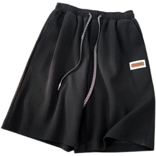 Ice silk shorts men's summer fashion brand solid color all-matching sports over-the-knee five-cent pants Hong Kong style loose casual pants