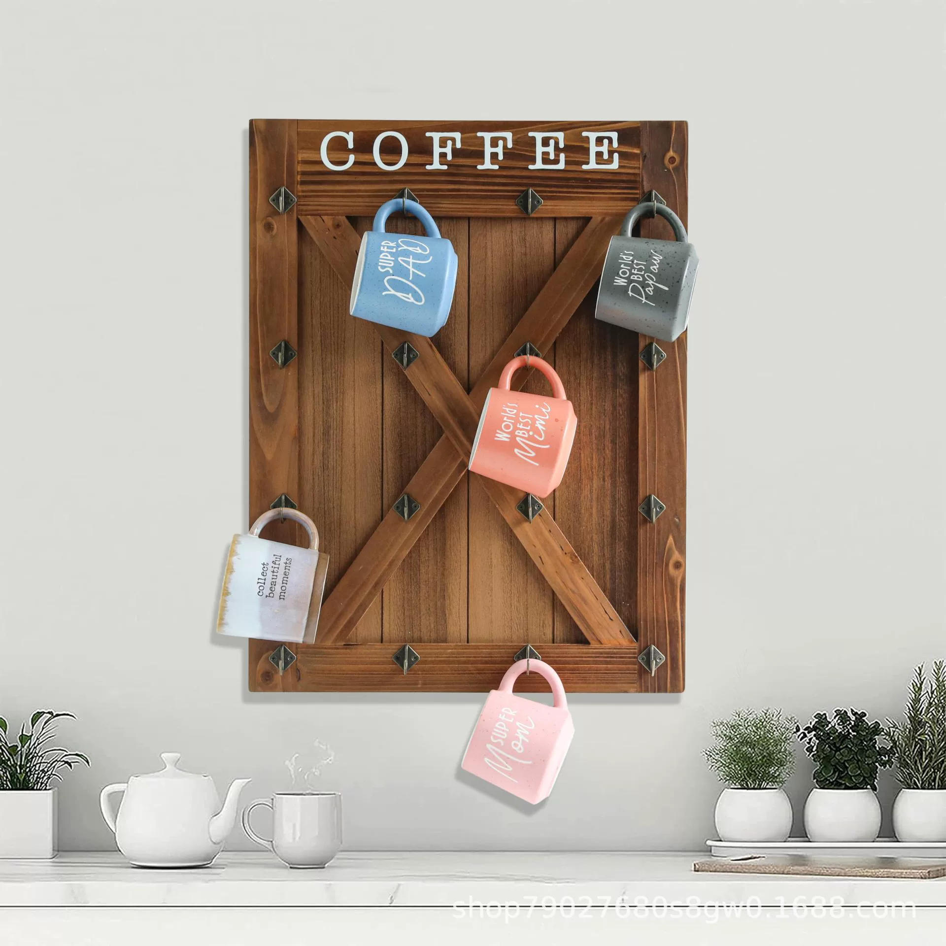 Деревянная настенная стойка с крючком для домашнего кофе чашка для хранения гостиная кружка кружка стеклянная чашка многослойная полка для хранения