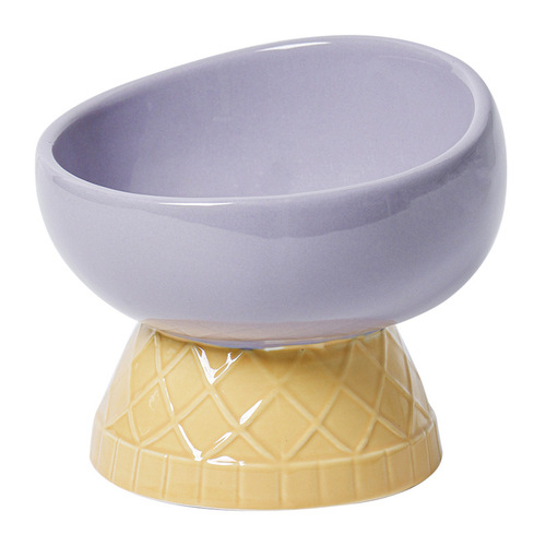 Cat Bowl Ceramic Protection Cervical Drinking Bowl Pet Supplies Cute Slanted Edge Anti-Toppling Dog Bowl Cat Food Tray