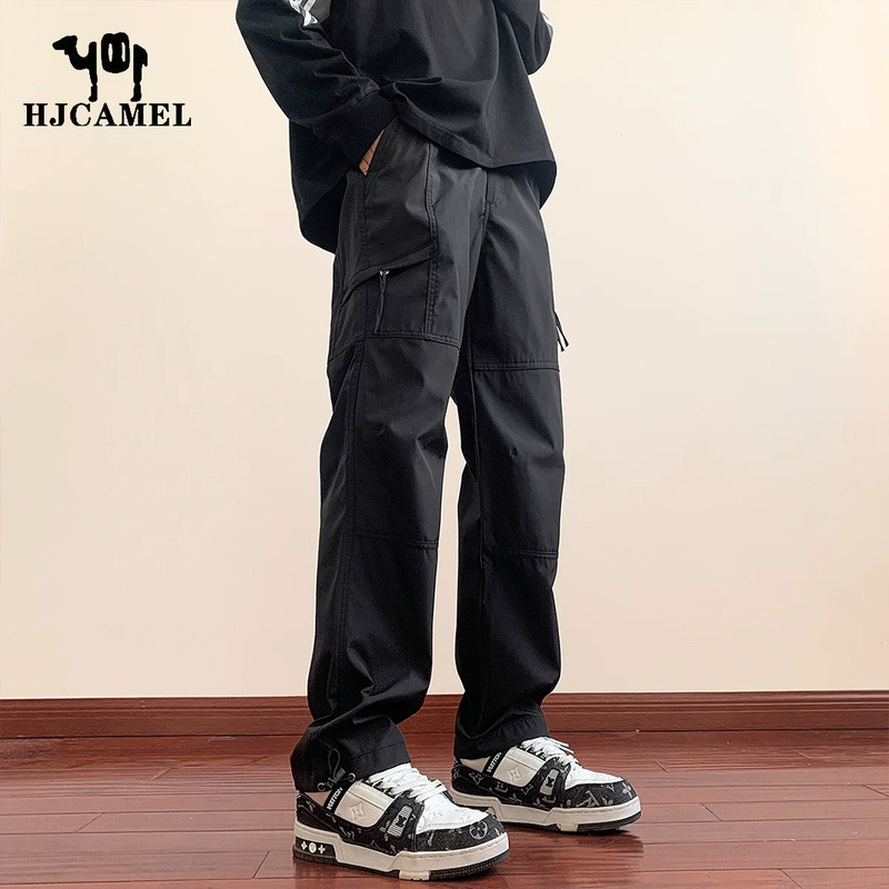 Camel HJCAMEL Pants Men's Autumn and Winter Mountaineering Performance Tooling Pants fleece-lined Thickened Straight Loose Camel HJCAMEL Pants Men's Autumn and Winter Mountaineering Performance Tooling Pants fleece-lined Thickened Straight Loose