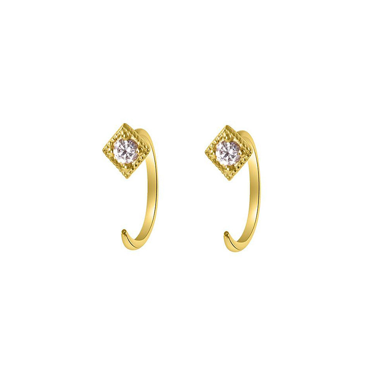 Nouveau Simple Géométrique Losange Zircon Cuivre Plaqué Or Oreille Clips D'os display picture 3