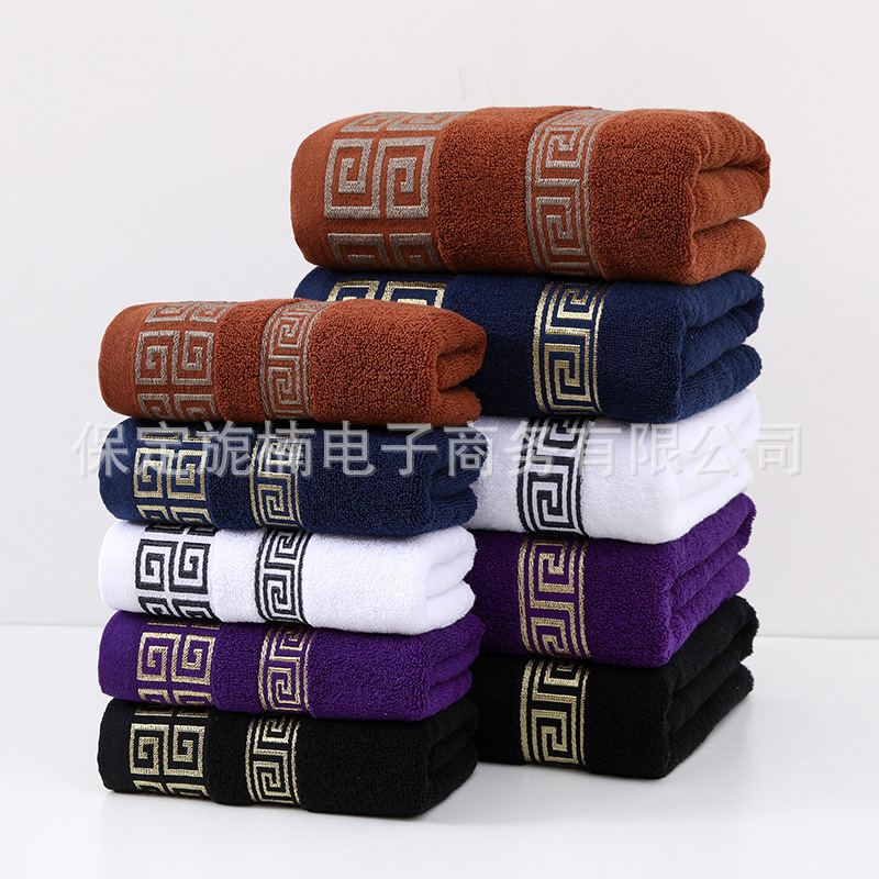 Foreign Trade Supply Cotton Bath Towel Wide Satin Jacquard Thickened Absorbent Company Gift Hotel Beach Towel Cotton Bath Towel