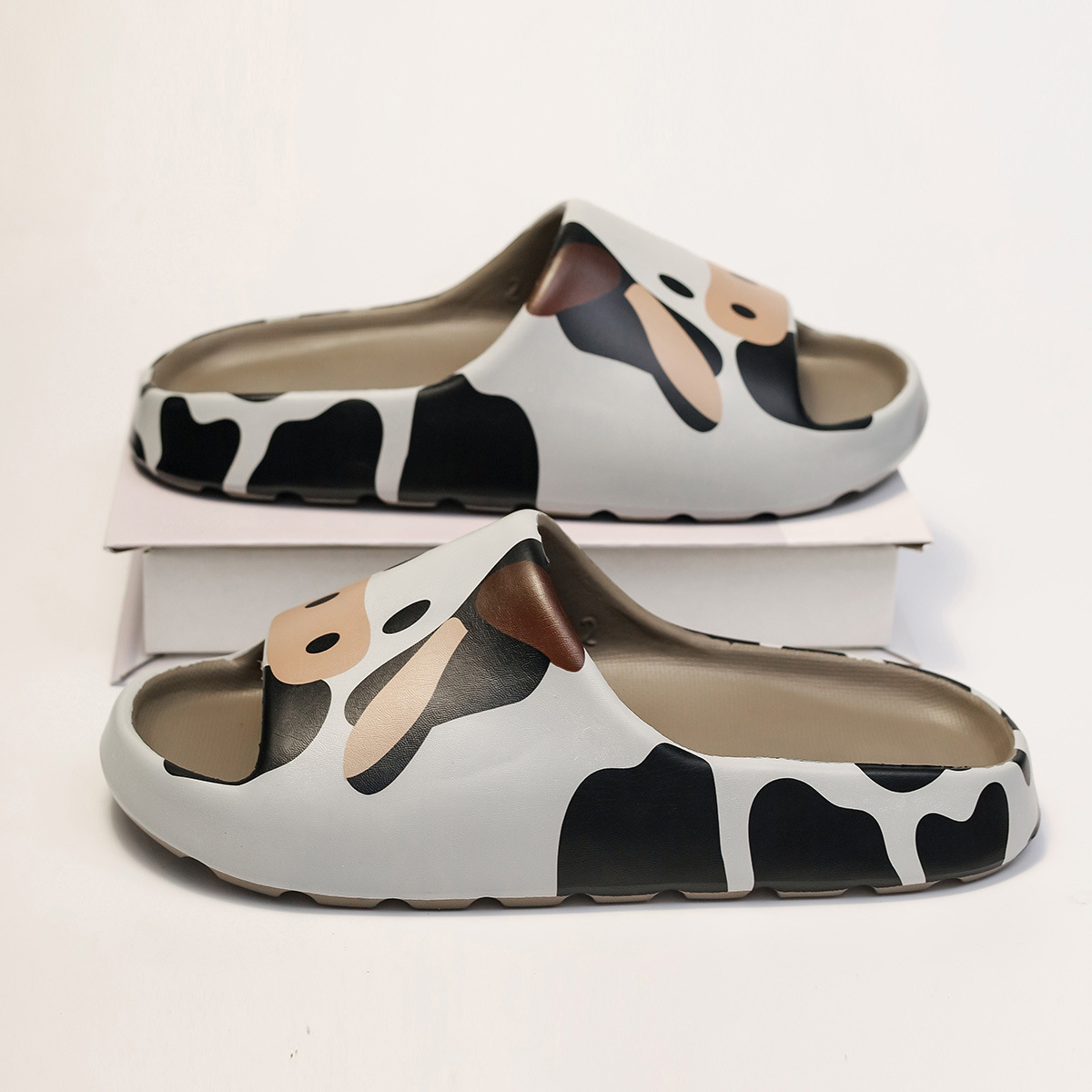 Women's Cow Print Eva Slippers Thick Soled Beach Sandals_voghion.com