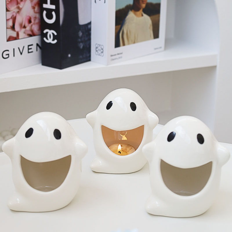 Cross-border Instagram-style candle holder creative Halloween gift ghost candle holder funny high-quality ceramic candle cup