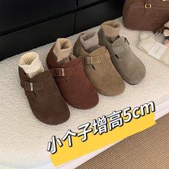 澜柜小个子内增高5CM~勃肯鞋女2025秋冬新款厚底乐福丑萌博肯单鞋