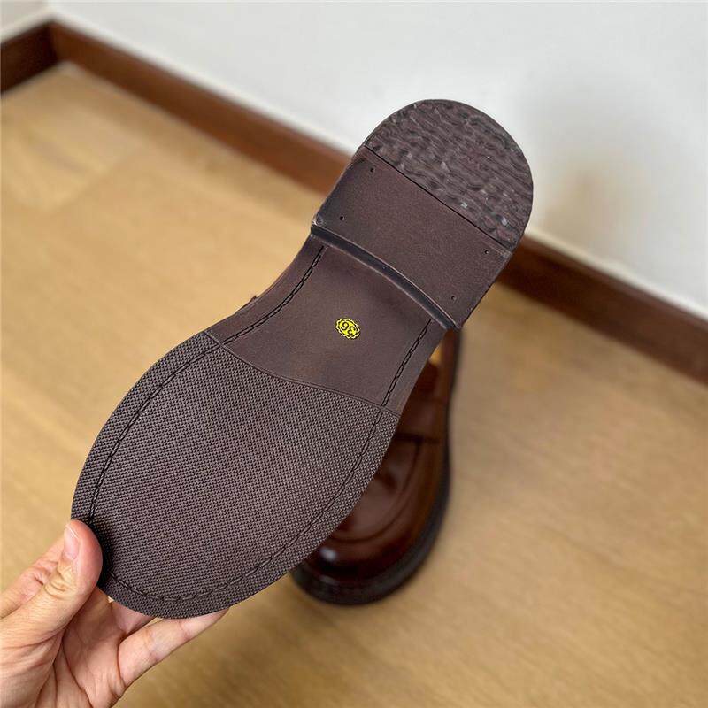 Giày lười nữ da thật Anh, mũi tròn, gót thấp 3–5 cm, đế bằng — màu đen chi tiết 20