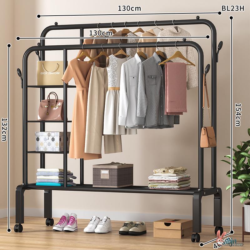 36측 수납망 단층 이중봉 130 검정색 + 후크 + 휠 직경 19