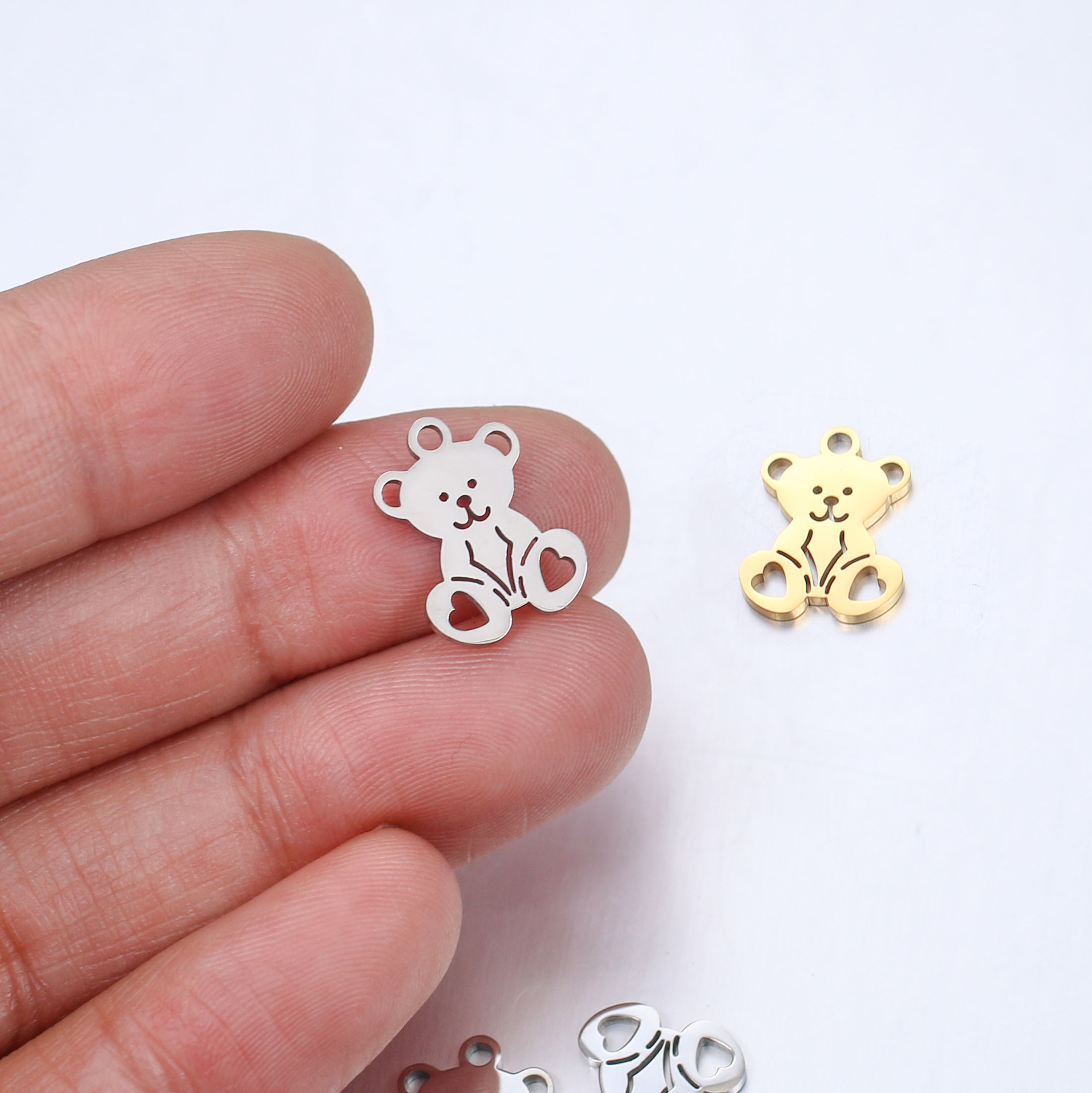 DOOYIO 5 teile/los Edelstahl Charms Hohl Bär Anhänger Kreative Tier Niedlich Für Frauen DIY Schmuck Kennzeichnung Liefert – Detail 8