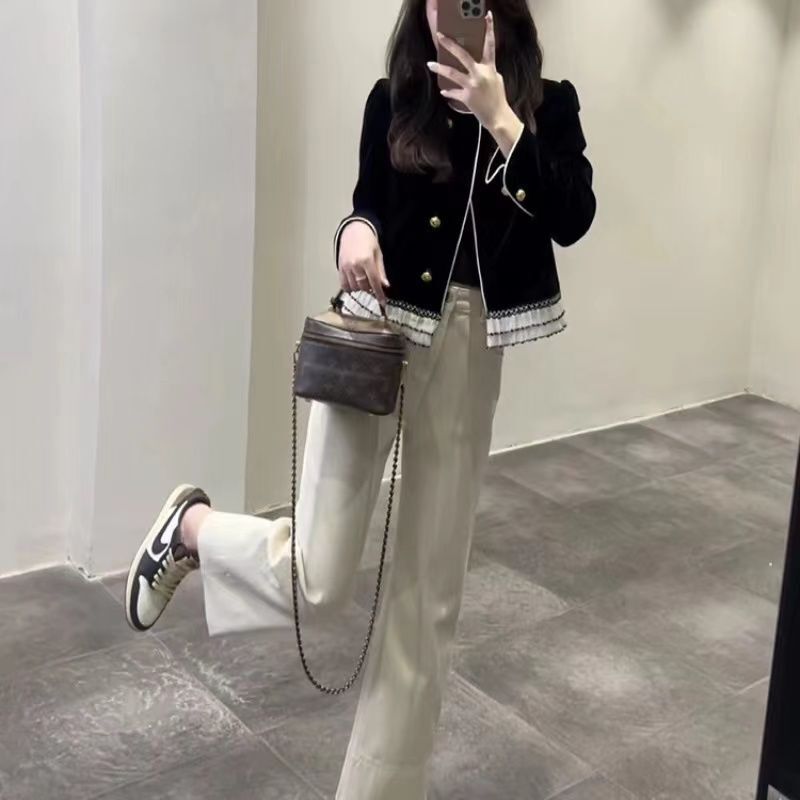 穿搭小香风套装早秋感韩系炸街盐系小个子一整套冷淡时尚纽扣|undefined