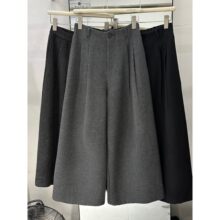 仅用于产品展示勿拍-深灰色加厚毛呢八分裤女秋冬季配靴子西装靴