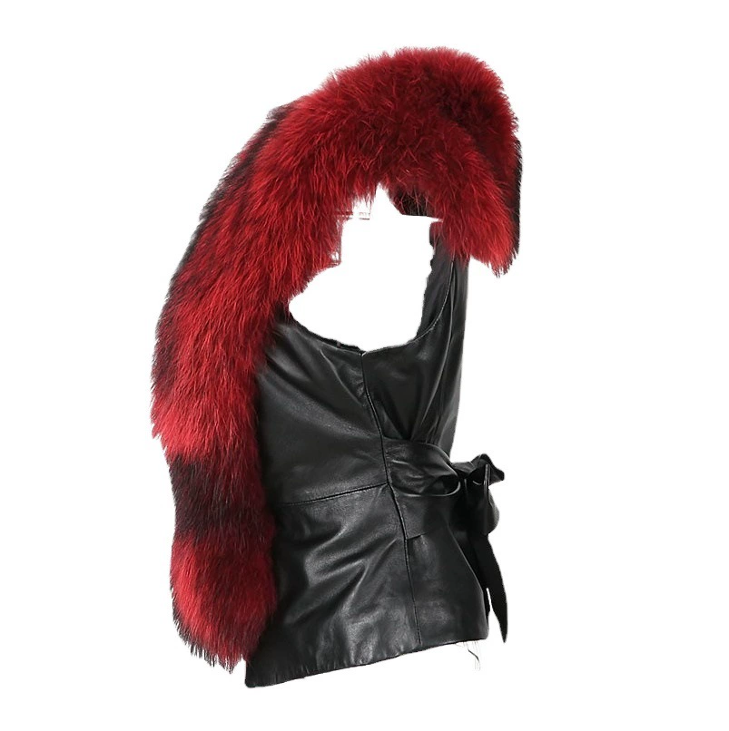 Демисезонный жилет короткий (Aliexpress) — slim fit с воротником из лисы, различные размеры S–4XL