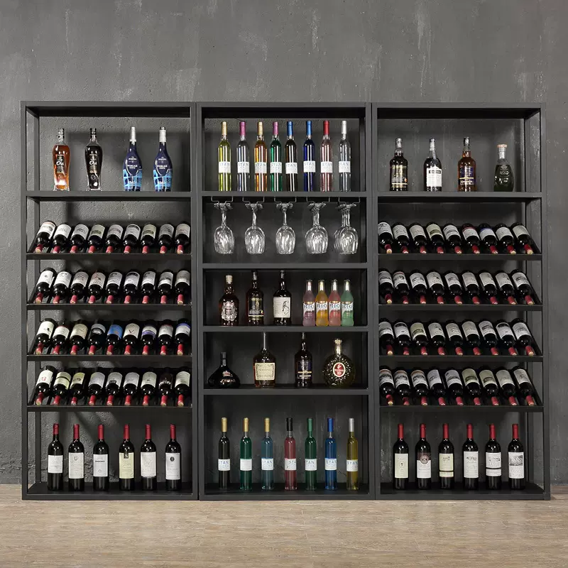 复古欧式铁艺酒架酒吧落地酒柜葡萄酒红酒收纳展示架置物架酒杯架