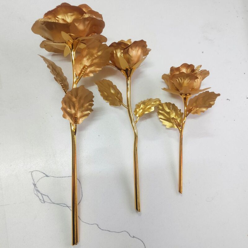24k Gold Rose Bare Flowers Tanabata Valentine's Day Gift with Flowers DIY Material Gold Foil Rose