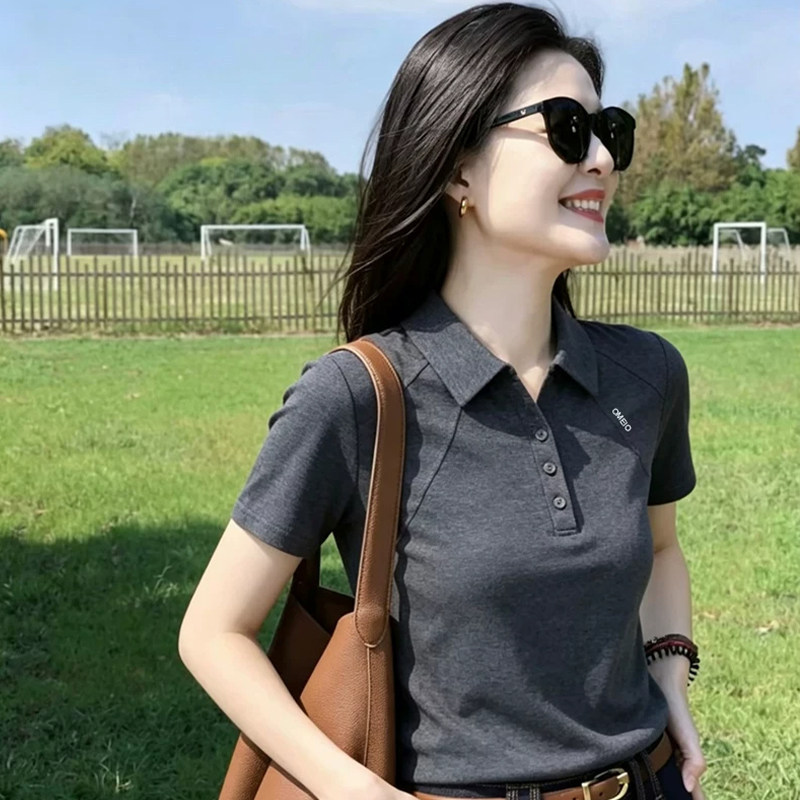Pure Cotton Polo Shirt for Women, Summer Short-Sleeve T-Shirt with Turn-Down Collar, 2026 New Popular Style, Professional Half-Sleeve Top for Moms Pure Cotton Polo Shirt for Women, Summer Short-Sleeve T-Shirt with Turn-Down Collar, 2026 New Popular Style, Professional Half-Sleeve Top for Moms