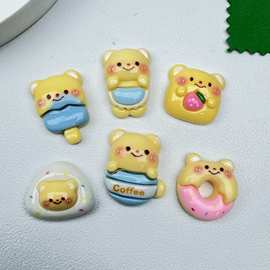 新款卡通黄油小熊树脂贴片 diy饰品配件手机壳洞洞鞋发夹头饰批发