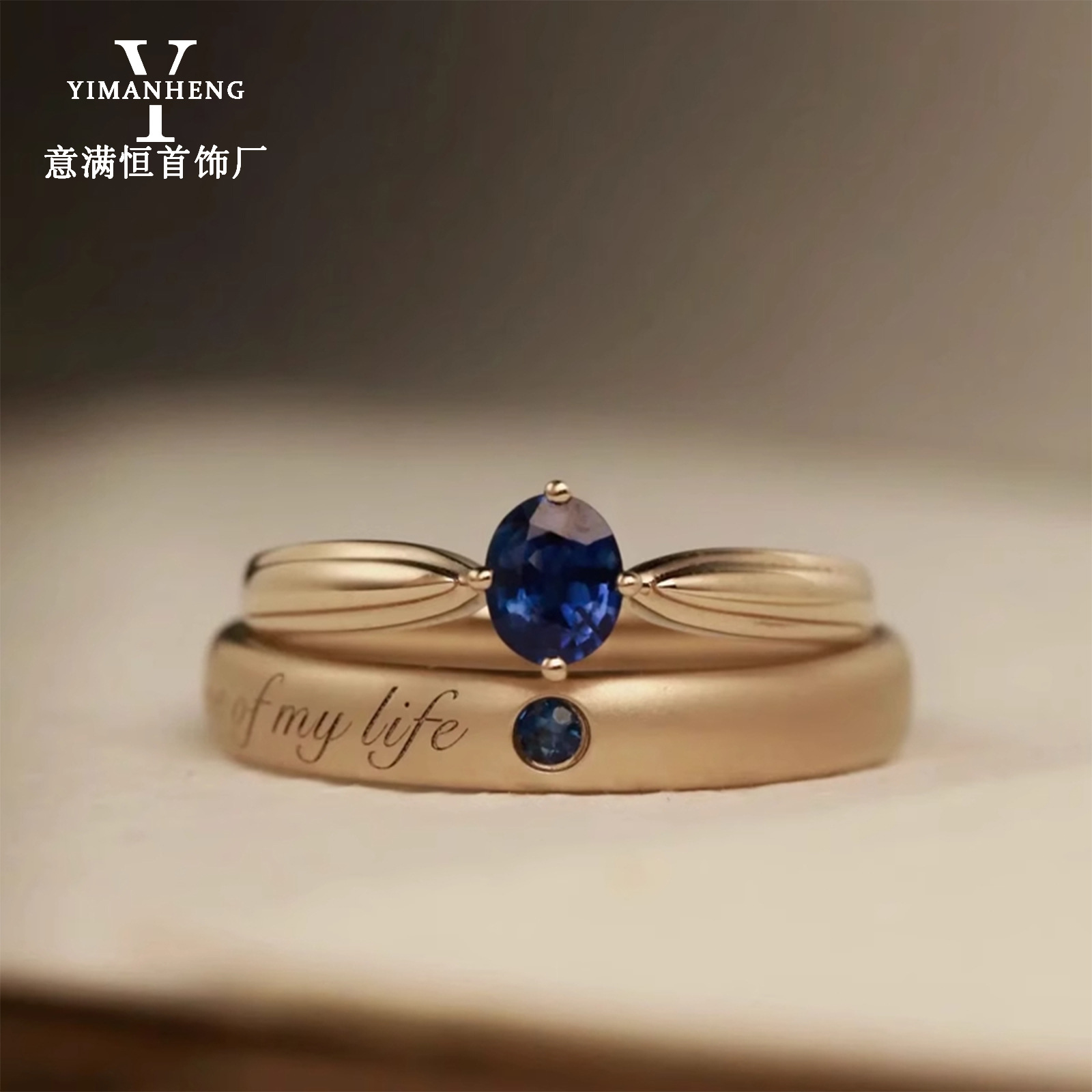 S925 Sterling Silver Ring Cross-Border European and American Style S925 Lab-Grown Sapphire Ring Sterling Silver Proposal Engagement Ring Light