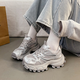 Customized Korean Style New Dad Shoes for Women 2025 Summer Student Sports Running Casual Shoes Mesh Breathable Lk8801