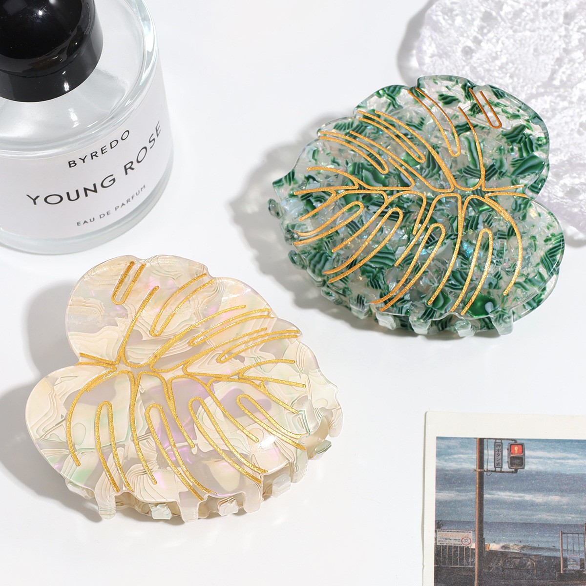 Yhj Hair Accessories New Fashion Small Fresh Leaf Clip High-End Acetate Shark Clip Hairpin on the Back of the Head