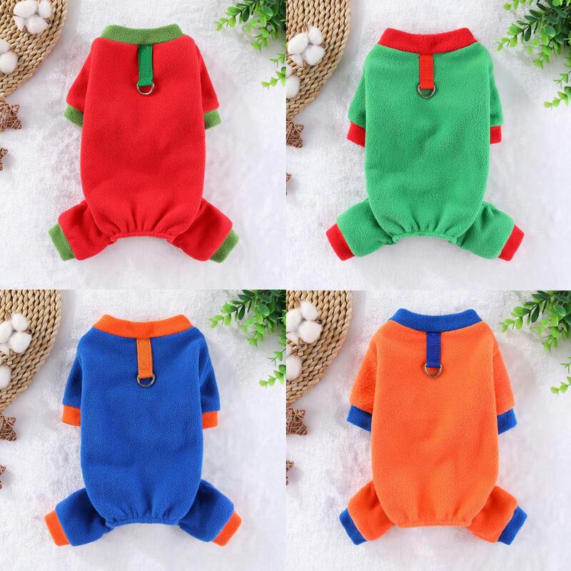 Pet Warm Windproof Polar Fleece Four-Legged Autumn and Winter Puppy Dog ​​Cat Teddy Traction Hoodless Clothing Jumpsuit