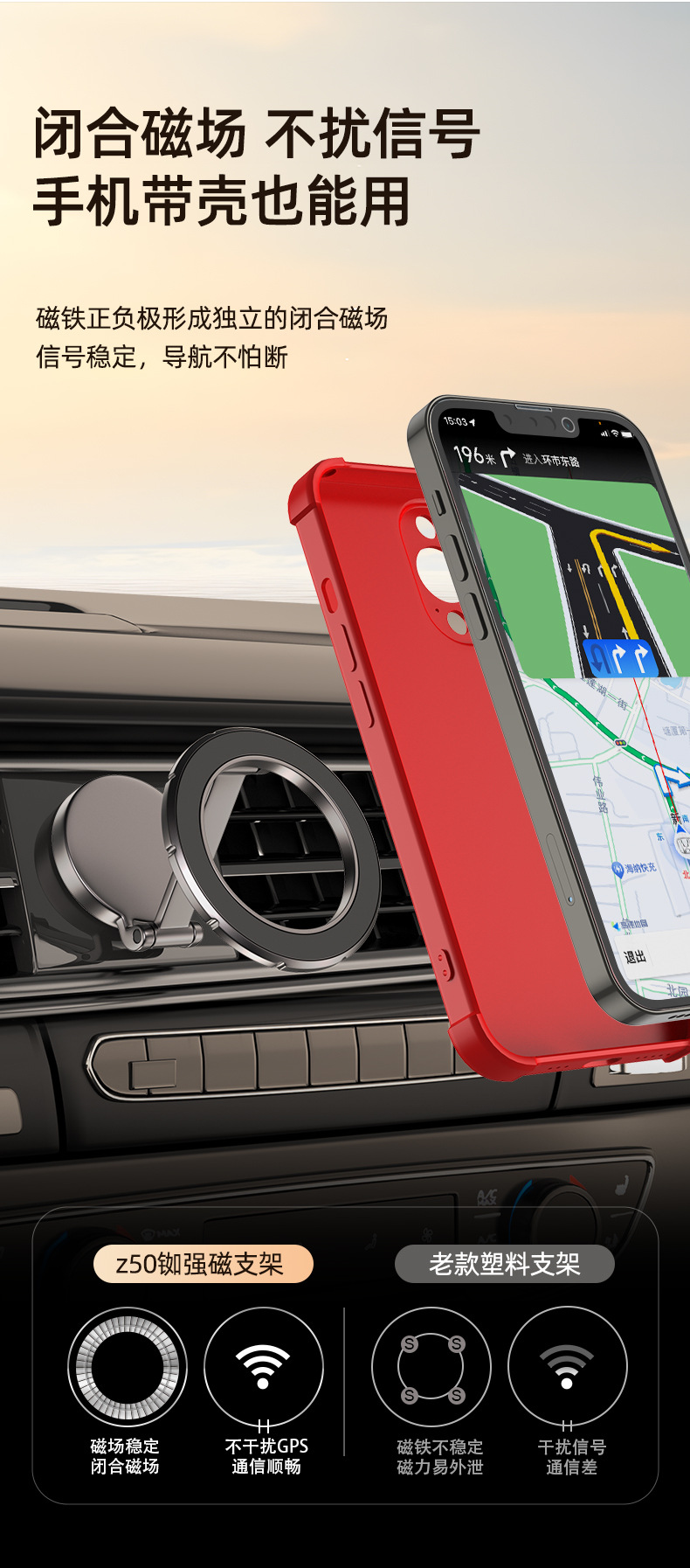 Car Mobile Phone Holder, Foldable Magnetic Mount for Car Dashboard, Dedicated for Navigation, Rotatable Universal Support Stand