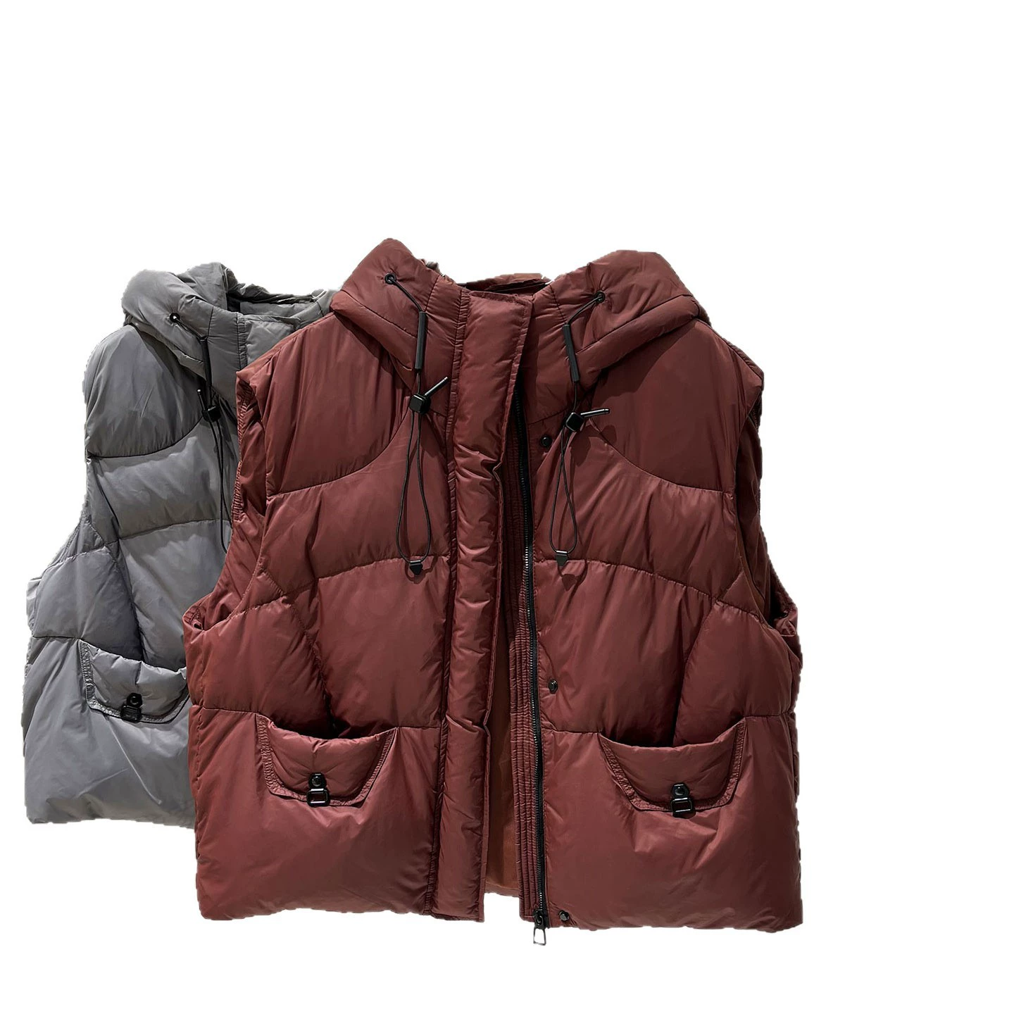 Retro T-shirt with down, winter vest, light and thin jacket, oversize